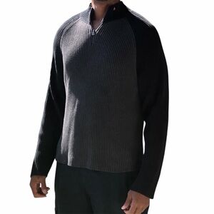 008 - Polo by Ralph Lauren Men's Black Half Zip-Up Sweater